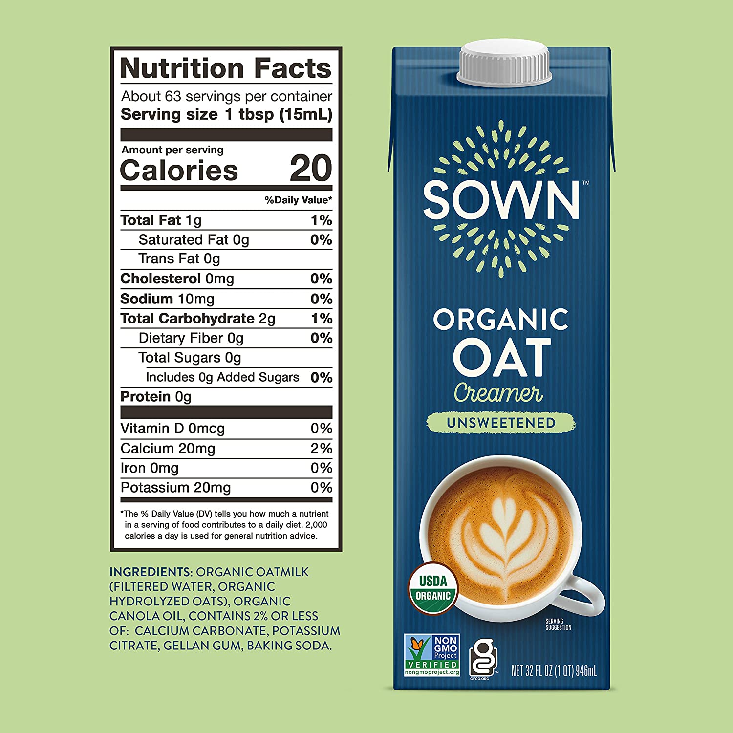 SOWN Organic Oat Creamer Unsweetened – Barista Oat Milk Non Dairy Coffee Creamer – Plant Based, Dairy-Free, Vegan, 0g Added Sugar, Gluten-Free, Non-GMO, Shelf Stable – 32oz (Pack of 6) - Image 10