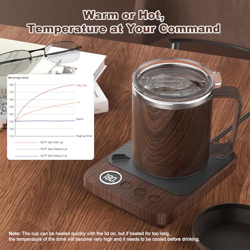 Coffee Mug Warmer & Mug Set for Desk, Electric Coffee Cup Warmer with 16oz Heated Mug, Smart Coffee Heater with Auto Shut Off for Office/Home, Christmas/Birthday/Coffee Gifts for Men & Women,Black - Image 11