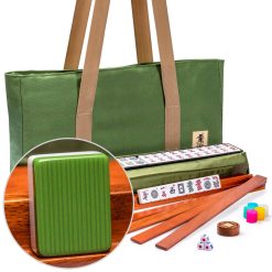 Yellow Mountain Imports American Mahjong Set, Huntington with Olive Green Soft Case – 4 All-in-One Racks with Pushers, Dice, u00