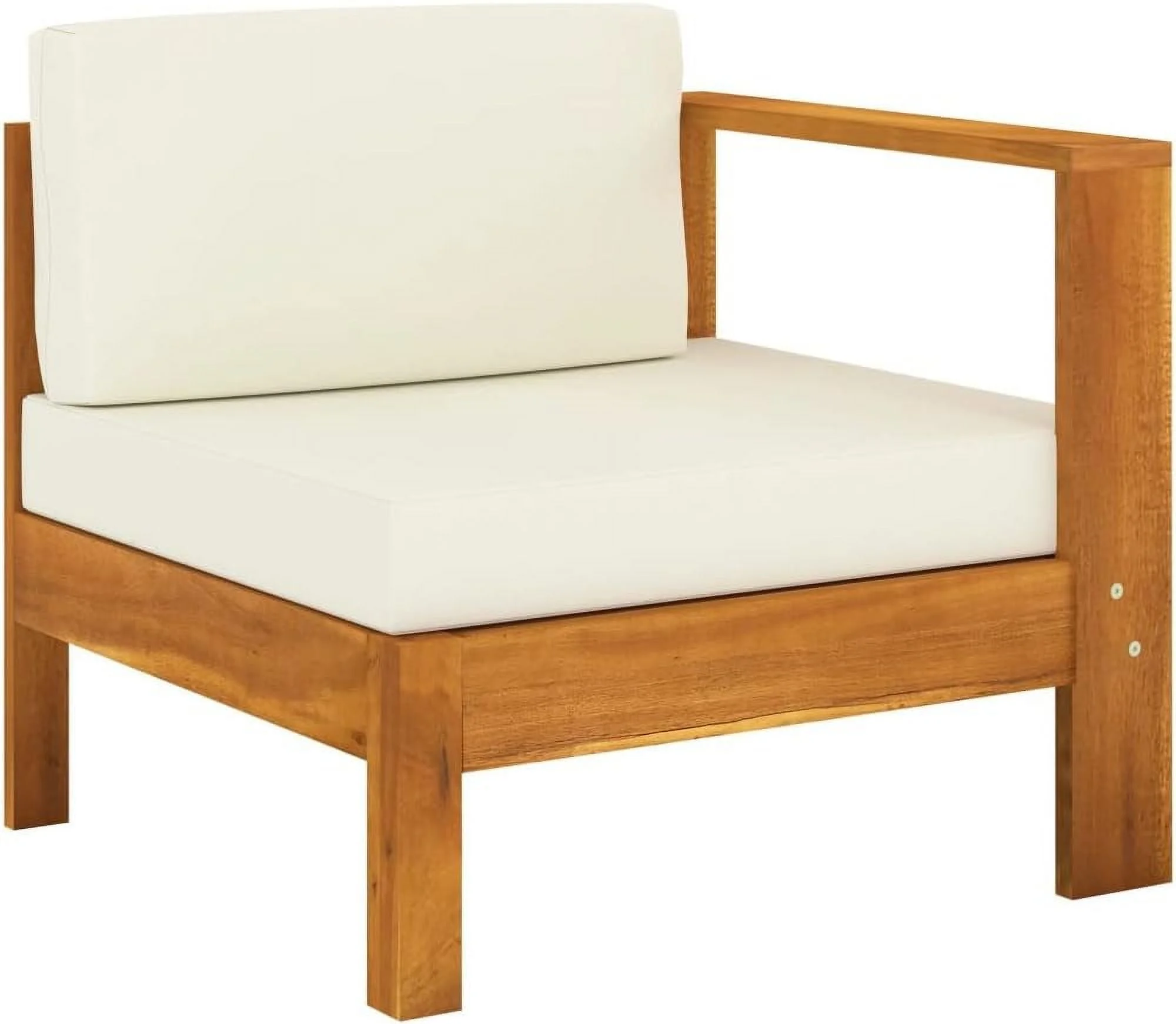 fashionable Furniture Sets 6 Piece Patio Lounge Set with Cream White Cushions Acacia Wood Outdoor Tables for Conversation Dining Outdoor Side Table White - Image 4